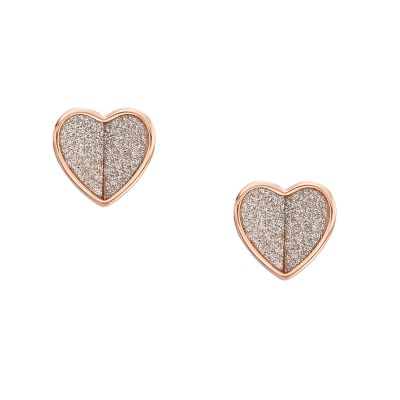 Sadie Flutter Hearts Rose Gold-Tone Stainless Steel Stud Earrings