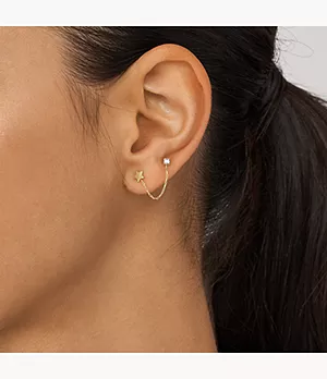 All Stacked Up Gold-Tone Stainless Steel Single Climber Earring
