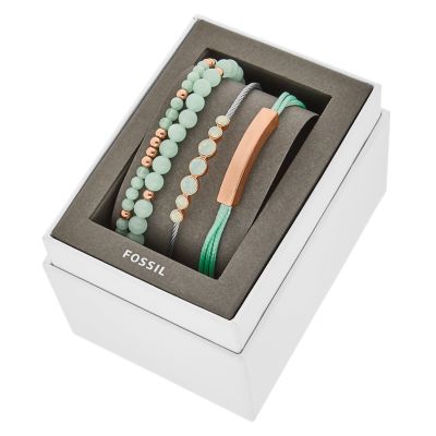 Trio Rose Rose GoldTone Stainless Steel Bracelet Gift Set Fossil