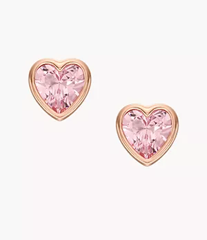 Hazel Valentine Heart Pink Crystals Stud Earrings