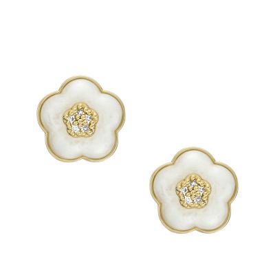 Mothers Day Pearl White Resin Stud Earrings