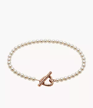 Rose Gold-Tone Crystal Pearl Beaded Bracelet