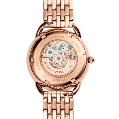 fossil automatic watch rose gold