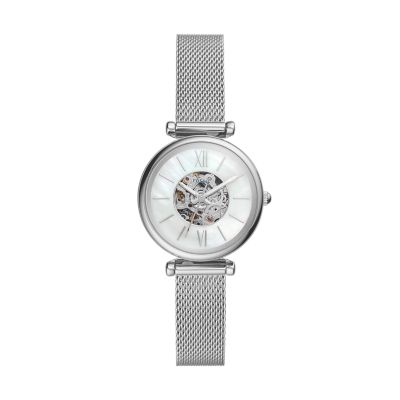Carlie Mini Automatic Stainless Steel Mesh Watch