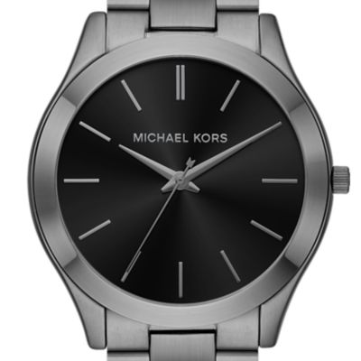 Michael Kors Slim Runway Three-Hand Gunmetal Stainless Steel Watch and Wallet Gift Set
