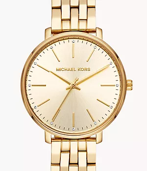 Michael Kors Women's Pyper Three-Hand Gold-Tone Stainless Steel Watch