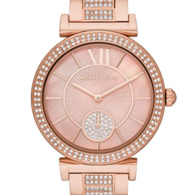Michael Kors Abbey Three-Hand Rose Gold-Tone Stainless Steel Watch