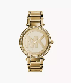 Michael Kors Women's Parker Three-Hand Gold-Tone Steel Watch