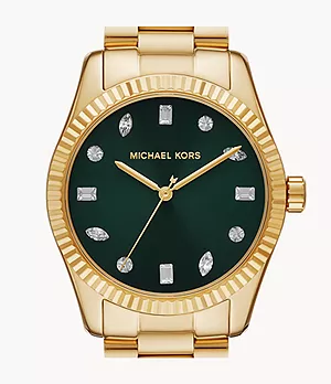 Michael Kors Lexington Three-Hand Gold-Tone Stainless Steel Watch