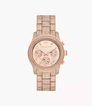 Michael Kors Runway Chronograph Rose Gold-Tone Stainless Steel Watch