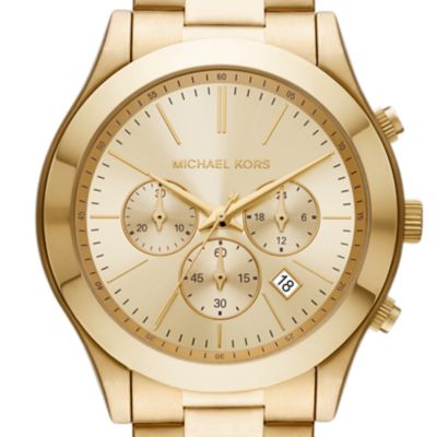 Michael Kors Slim Runway Chronograph Gold-Tone Stainless Steel Watch