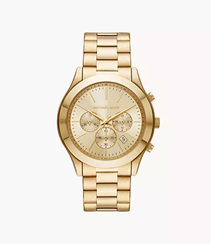 Michael Kors Slim Runway Chronograph Gold-Tone Stainless Steel Watch