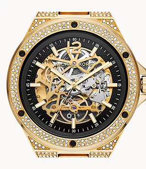 Michael Kors Lennox Three-Hand Automatic Gold-Tone Stainless Steel Watch