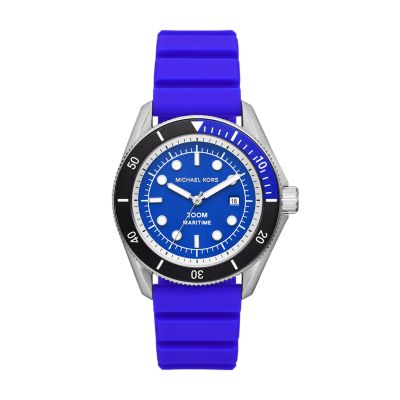 Michael Kors Maritime Three-Hand Date Blue Silicone Watch