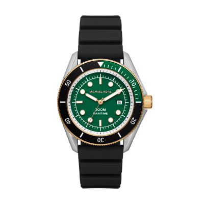 Michael Kors Maritime Three-Hand Date Black Silicone Watch