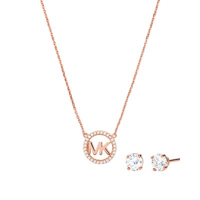 Michael Kors 14k Rose Gold-Plated Sterling Silver Necklace Box Set