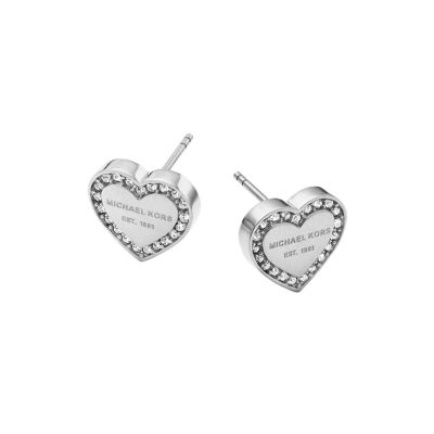Silver-Tone Signature Heart Earrings