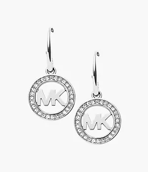 MK Silver-Tone Logo Drop Earrings