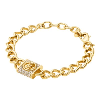 Michael Kors 14K Gold-Plated Pavé Lock Chain Bracelet