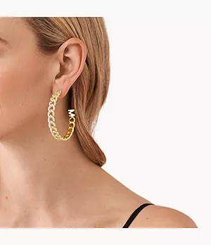 Michael Kors 14K Gold-Plated Pavé Curb Hoop Earrings