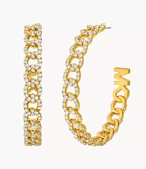 Michael Kors 14K Gold-Plated Pavé Curb Hoop Earrings