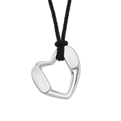 Michael Kors Platinum-Plated Heart Curb Corded Necklace