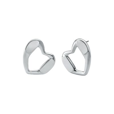 Michael Kors Platinum-Plated Heart Curb Hoop Earrings