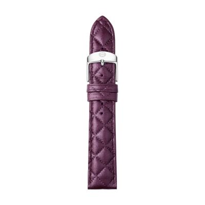 16mm Violet Quilted Leather Strap