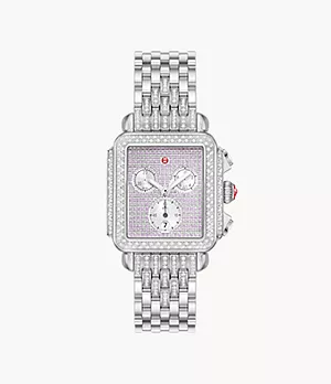 Limited Edition Deco Diamond Pink Sapphire Stainless Steel Watch