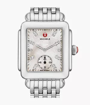 Deco Mid Stainless Diamond Dial Watch