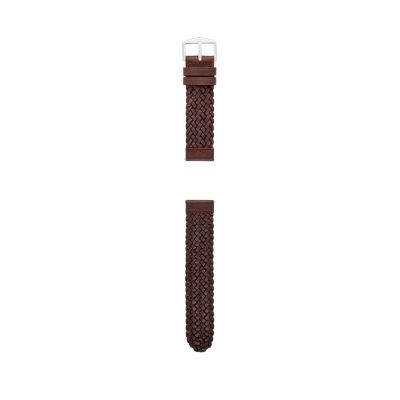 22mm Dark Brown Braided Leather Watch Strap Fossil