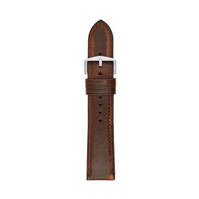 22mm Dark Brown Leather and Rubber Watch Strap