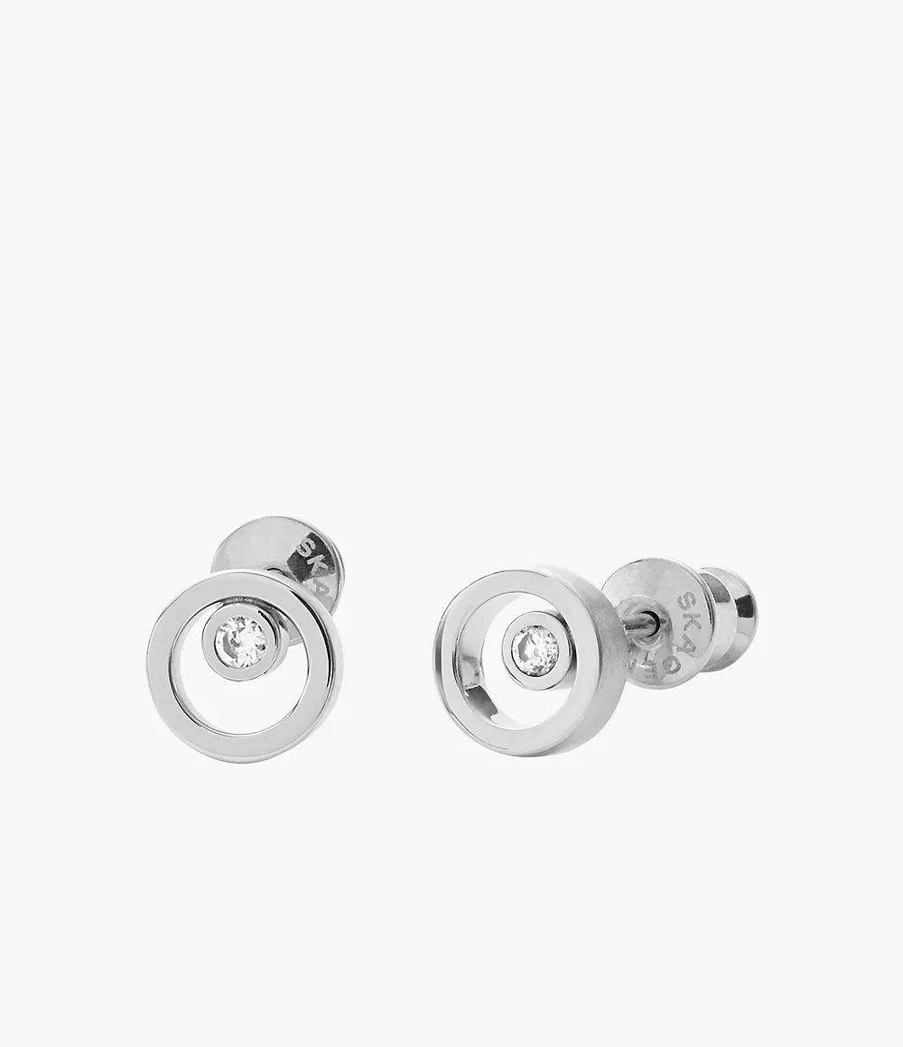 Skagen Women’s Linje Modern Silver-Tone Circle Stud Earrings