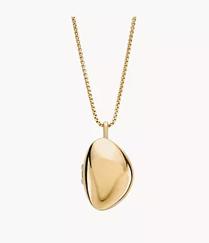 Anja Pebble Locket Gold-Tone Stainless Steel Chain Necklace