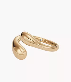 Liquid Metal Gold-Tone Stainless Steel Crossover Ring