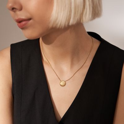 Anja Pebble Gold-Tone Stainless Steel Pendant Necklace