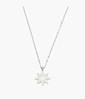 Stainless Steel and Agnethe Mother-of-Pearl Danish Star Pendant Necklace