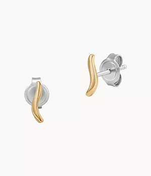 Kariana Waves Gold-Tone Stainless Steel Stud Earrings
