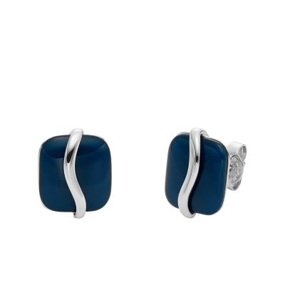 Sofie Sea Glass Blue Organic-Shaped Stud Earrings