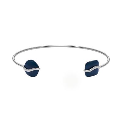 Skagen Women’s Sofie Sea Glass Blue Organic-Shaped Cuff Bracelet - Silver-Tone