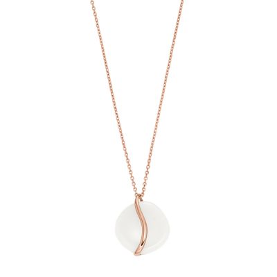 Skagen Women’s Sofie Sea Glass White Organic-Shaped Pendant Necklace - Rose Gold-Tone
