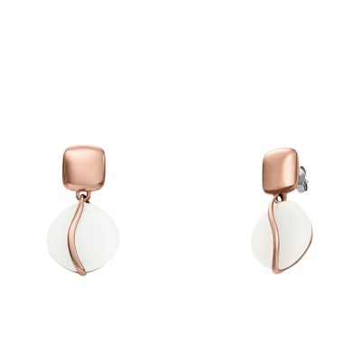 Skagen Women’s Sofie Sea Glass White Organic-Shaped Drop Earrings - Rose Gold-Tone