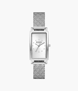 Hagen Three-Hand Silver Stainless Steel Mesh Watch