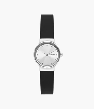 Freja Lille Two-Hand Black Leather Watch