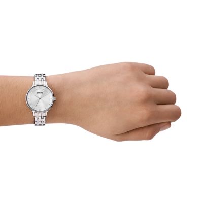 Anita Lille Three-Hand Silver Stainless Steel Bracelet Watch