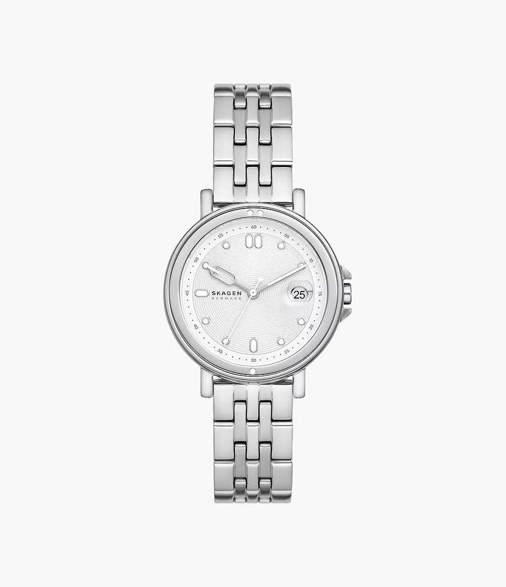 Skagen Women’s Signatur Lille Sport Three-Hand Date Silver Stainless Steel Bracelet Watch