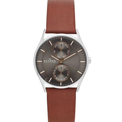 Holst Multifunction Medium Brown Leather Multifunction Watch