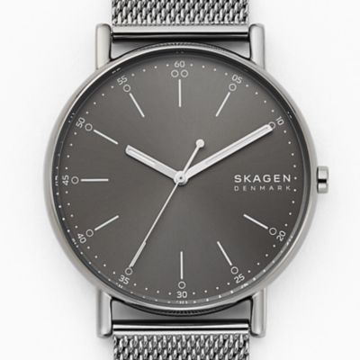 Signatur Three-Hand Gray Steel Mesh Watch