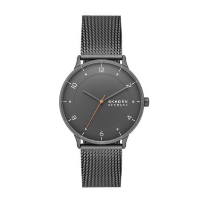 Riis Three-Hand Charcoal Stainless Steel Mesh Watch