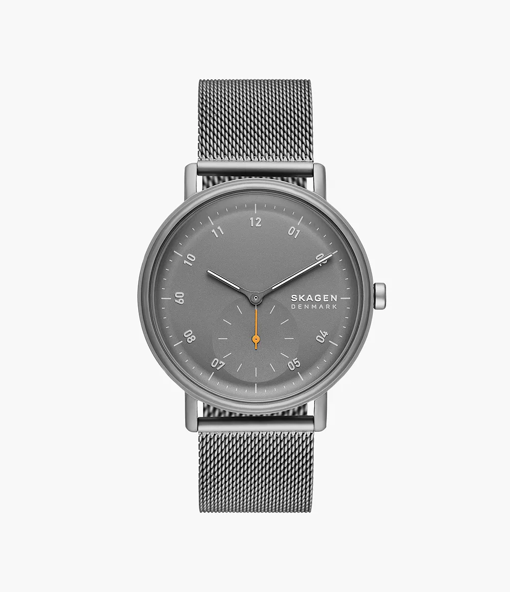 Skagen Men’s Kuppel Two-Hand Sub-Second Charcoal Stainless Steel Mesh Watch